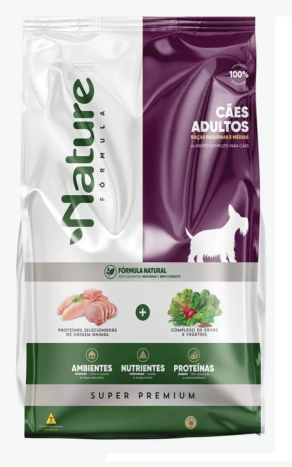 ALINUTRI NATURE FORMULA SUPER PREMIUM CAES ADULTOS RAÇAS PEQUENAS E MEDIAS 2,5 KG