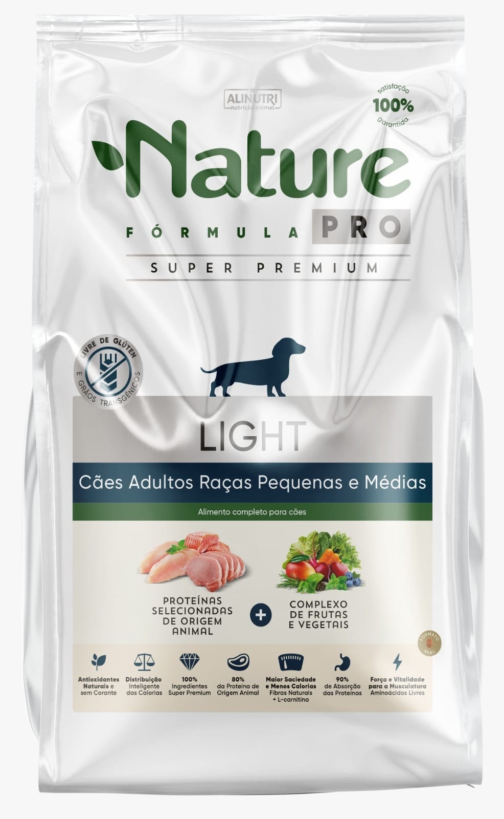 ALINUTRI NATURE FORMULA PRO LIGHT CAES ADULTOS RAÇAS PEQUENAS E MEDIAS 2,5 KG