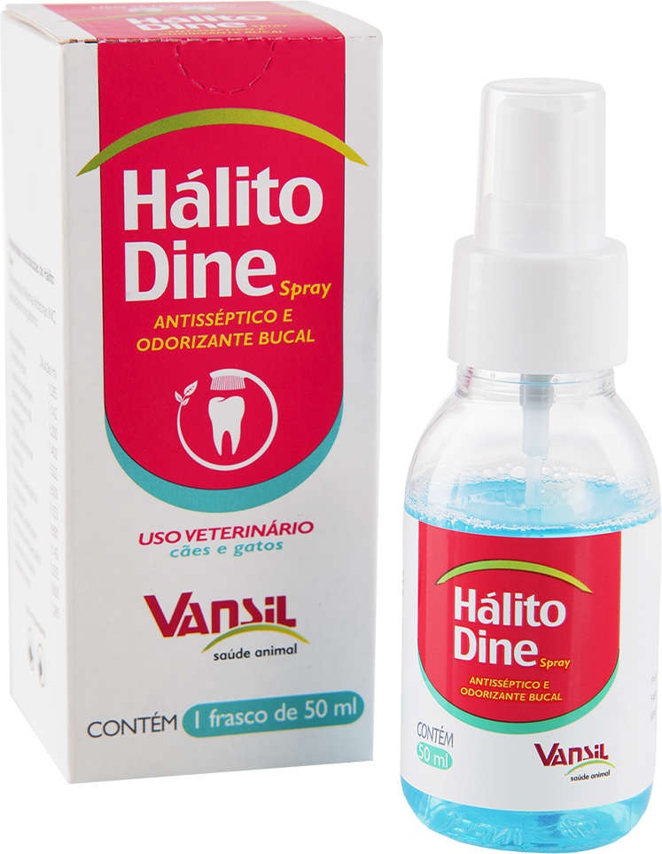 HALITO DINE ANTISSEPTICO E ODORIZANTE BUCAL CAES E GATOS VANSIL 100 ML