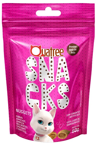 QUATREE SNACKS NUGGETS GATOS BOLA DE PELO SABOR CARNE 60G