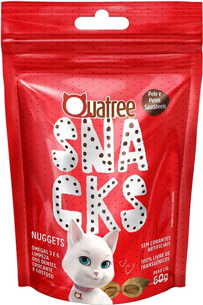 QUATREE SNACKS NUGGETS GATOS PELE E PELOS SAUDÁVEIS 60G