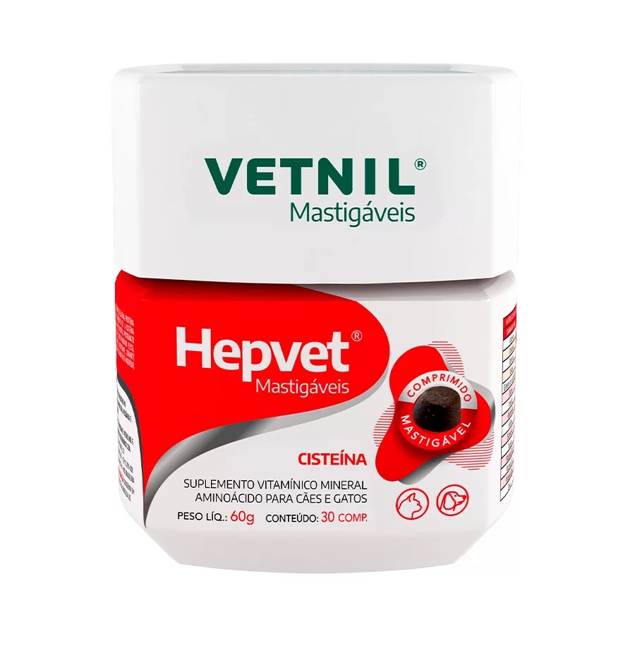 SUPLEMENTO VETNIL HEPVET 30 COMPRIMIDOS MASTIGAVEIS 60 G