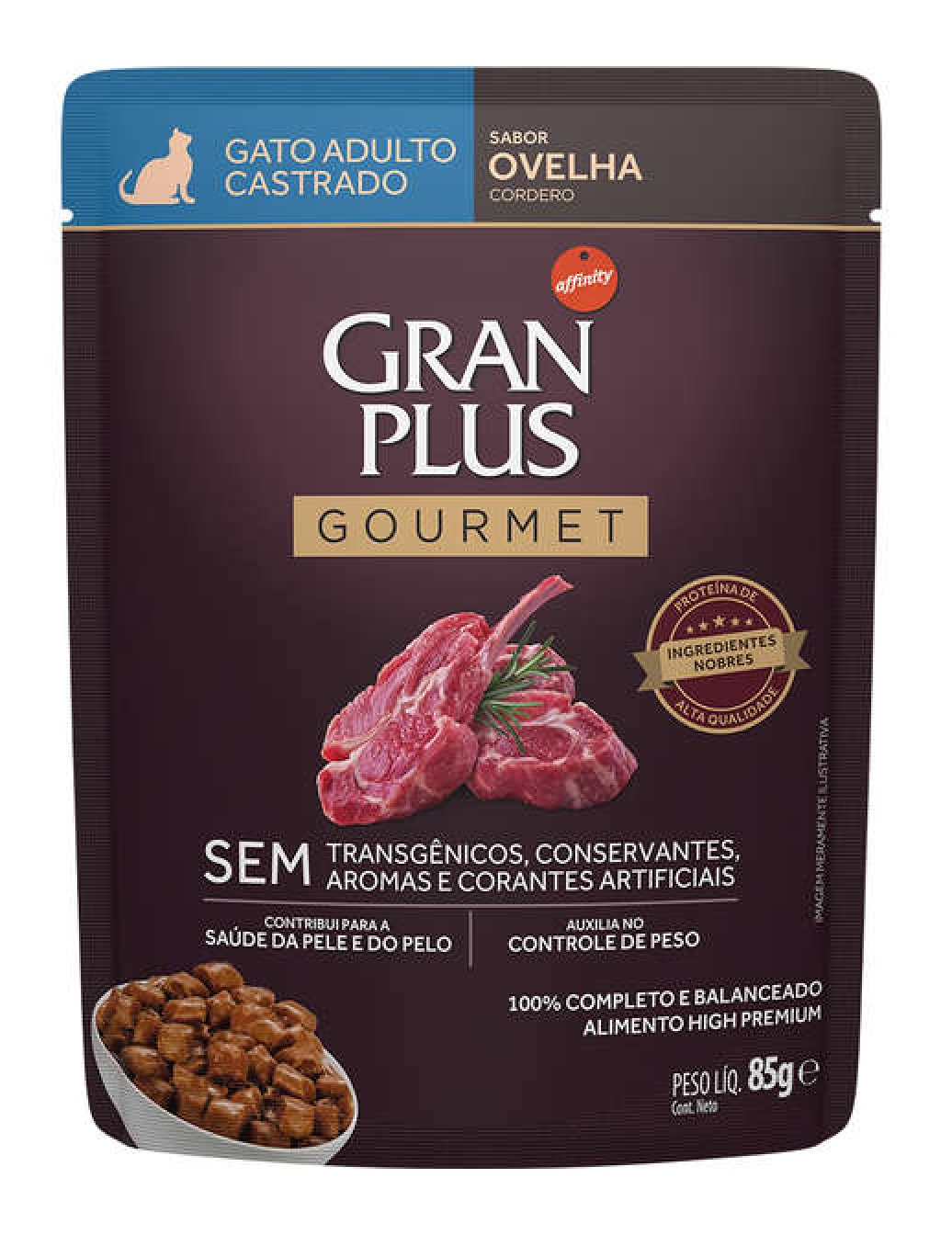 GRAN PLUS GOURMET SACHE GATOS CASTRADOS OVELHA 85G