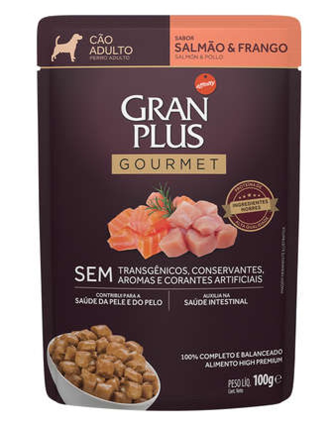 GRAN PLUS GOURMET SACHE CÃES ADULTOS SALMAO E FRANGO 100 G