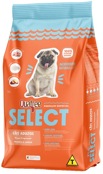 QUATREE SELECT CÃES ADULTOS RAÇAS PEQUENAS FRANGO E ARROZ 10,1KG