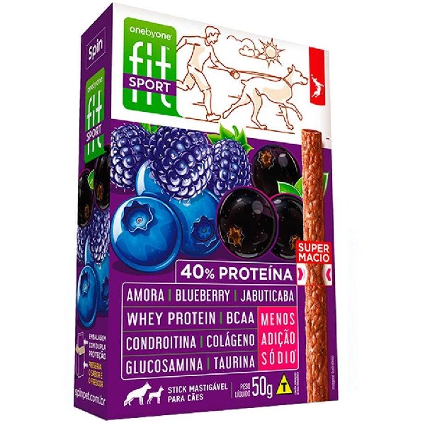 PETISCO SPIN PET ONEBYONE FIT SPORT P/ CAES AMORA BLUEBERRY JABUTICABA 50 G