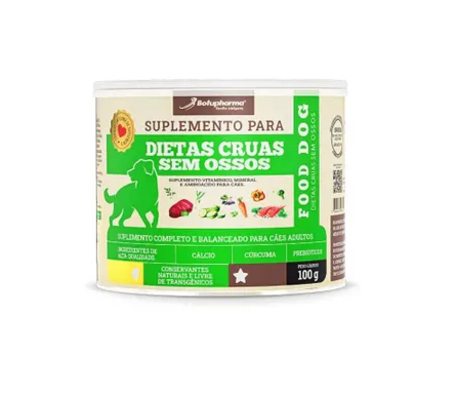 SUPLEMENTO BOTUPHARMA P/ CÃES FOOD DOG DIETAS CRUAS SEM OSSOS 100 G