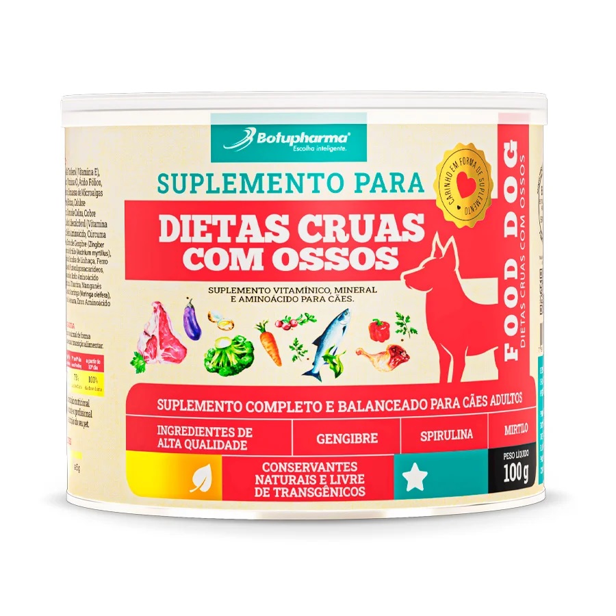 SUPLEMENTO BOTUPHARMA P/ CÃES FOOD DOG DIETAS CRUAS COM OSSOS 100 G