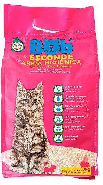 AREIA HIGIENICA BOB ESCONDE EXTRATO DE MANDIOCA 2 KG