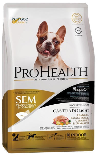 PROHEALTH CÃES ADULTOS RAÇAS PEQUENAS CASTRADO LIGHT 2,5KG