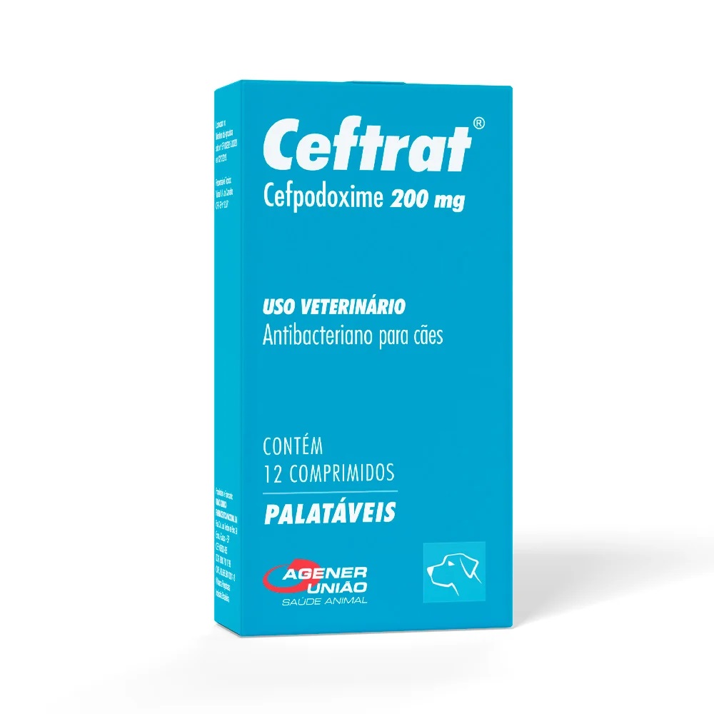 AGENER CEFTRAT 200 MG ANTIBACTERIANO CÃES 12 COMPRIMIDOS