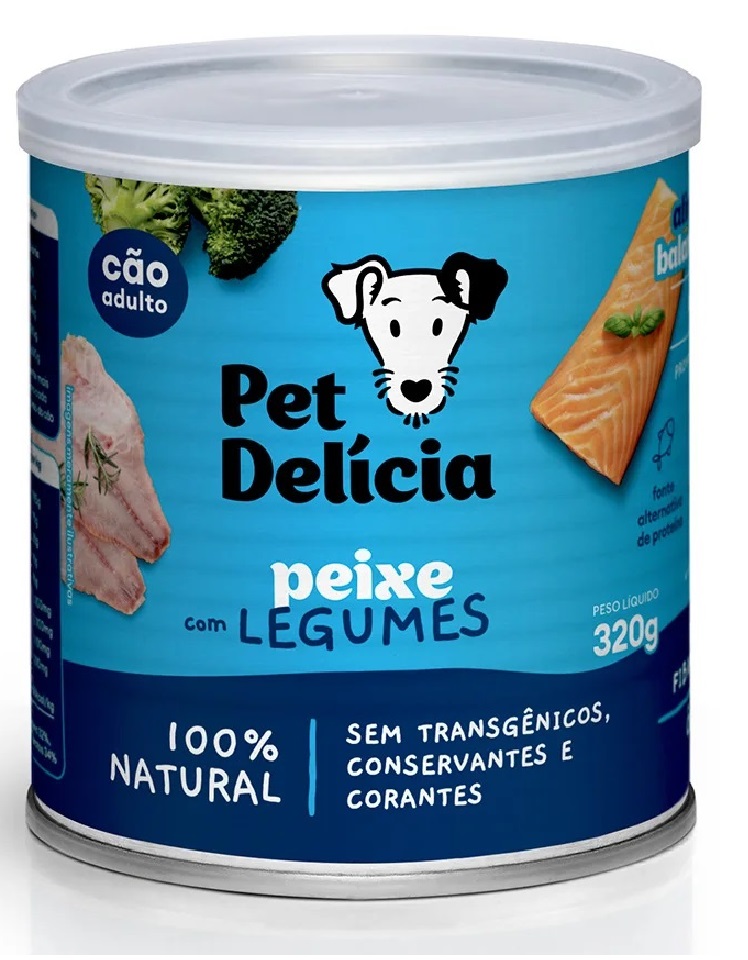 PET DELÍCIA - COMIDA NATURAL ÚMIDA P/ CÃES ADULTOS PEIXE COM LEGUMES 320 G