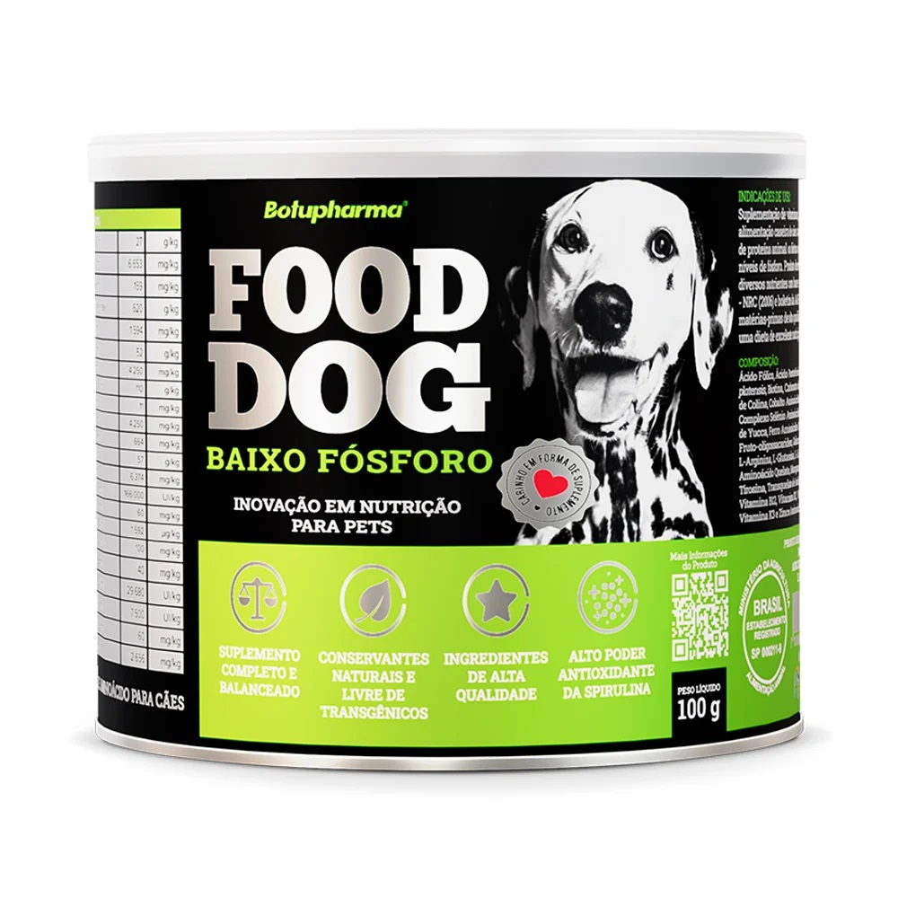 SUPLEMENTO BOTUPHARMA P/ CÃES FOOD DOG BAIXO FOSFORO 100 G