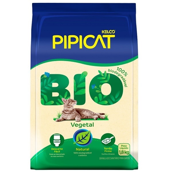 GRANULADO SANITARIO PIPICAT BIO VEGETAL PARA GATOS 1,8KG