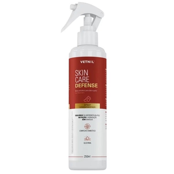 SKIN CARE DEFENSE SPRAY DERMOSUPLEMENTAÇÃO SIMBIOTICO CÃES E GATOS VETNIL 250ML