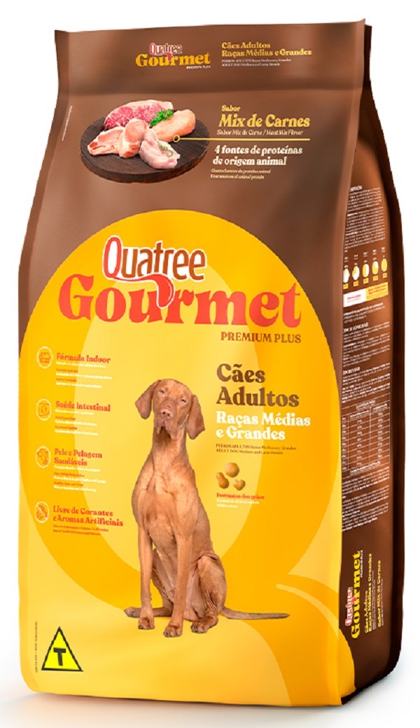 QUATREE GOURMET CÃES ADULTOS RAÇAS MEDIAS GRANDES SEM CORANTES 20KG