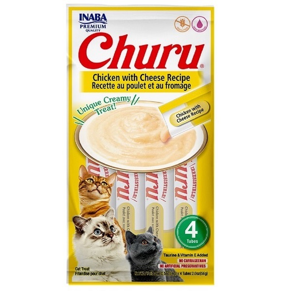 CHURU PETISCO UMIDO P/ GATOS GALINHA COM QUEIJO 56 G