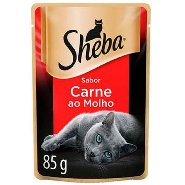 RAÇAO UMIDA SACHE SHEBA PARA GATOS ADULTO CARNE MOLHO 85 G