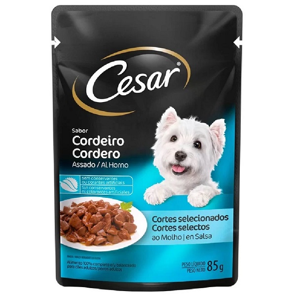 RAÇAO UMIDA CESAR PARA CAES ADULTO CORDEIRO ASSADO MOLHO 85 G