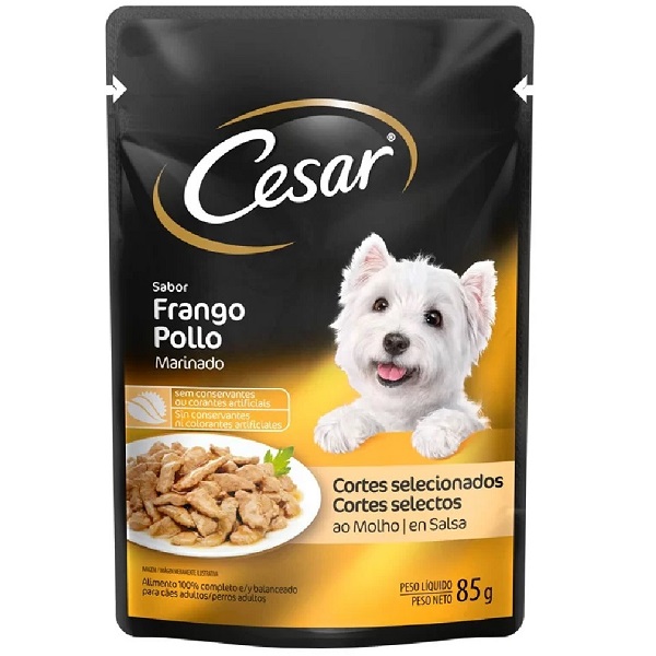 RAÇAO UMIDA CESAR PARA CAES ADULTO FRANGO MARINADO MOLHO 85 G