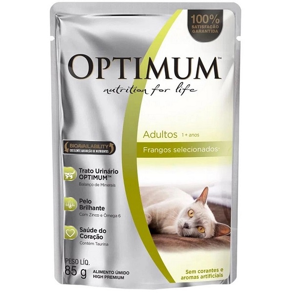 RAÇAO UMIDA SACHE OPTIMUM GATOS ADULTOS FRANGO 85 G