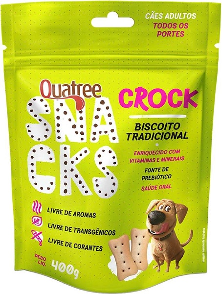 BISCOITO QUATREE SNACKS CROCK TRADICIONAL CÃES ADULTOS 400G