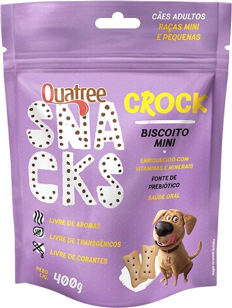 BISCOITO QUATREE SNACKS CROCK MINI CÃES ADULTOS DE MINI E PEQUENO PORTE 400G