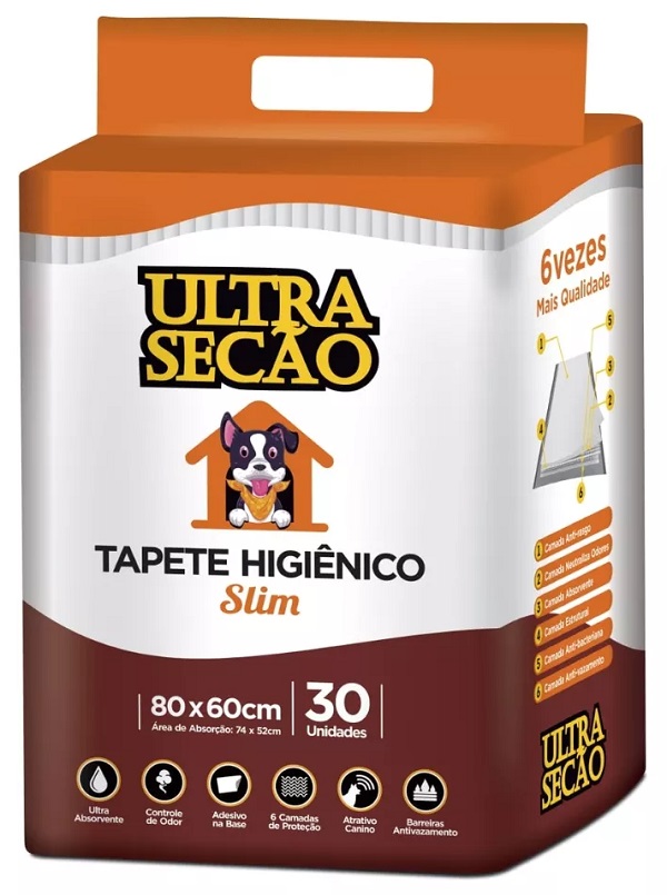 TAPETE HIGIENICO ULTRA SECAO BRANCO C/ 30 UNIDADES 80CM X 60CM.