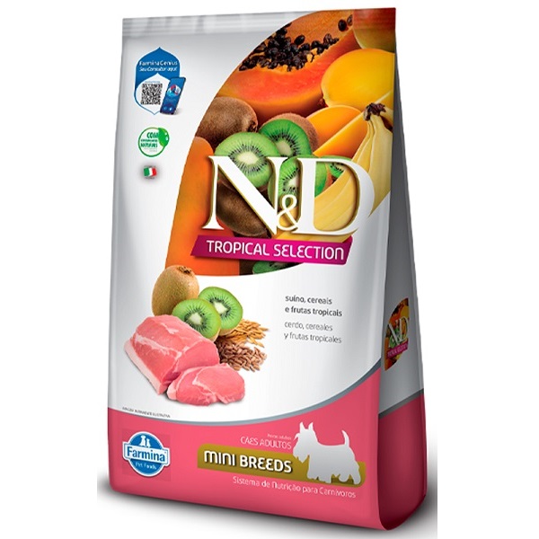 FARMINA - RAÇÃO N&amp;D TROPICAL SELECTION CAES ADULTOS MINI SUINO/CEREAIS E FRUTAS TROPICAIS 2KG+500G