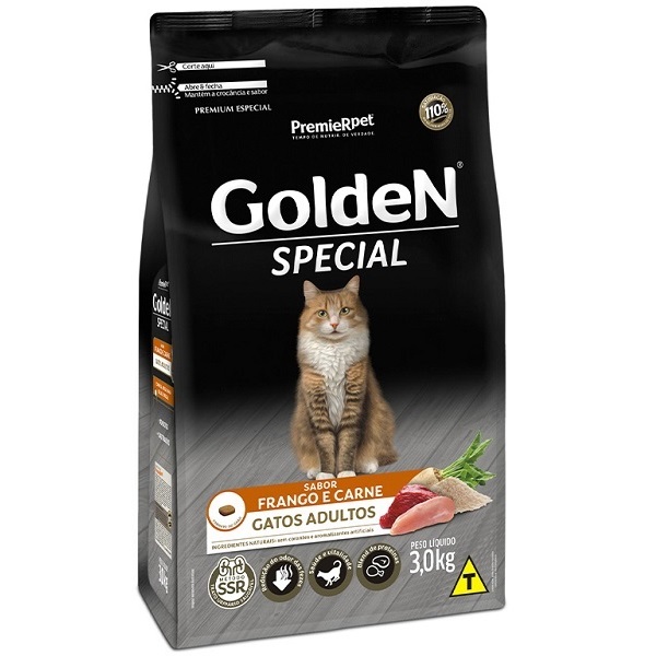 GOLDEN SPECIAL GATOS ADULTOS FRANGO E CARNE 3KG