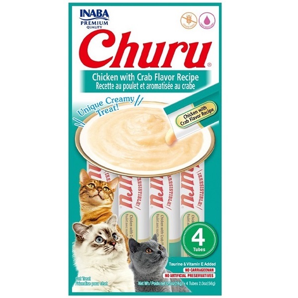 CHURU PETISCO UMIDO P/ GATOS FRANGO COM CARANGUEJO 56 G