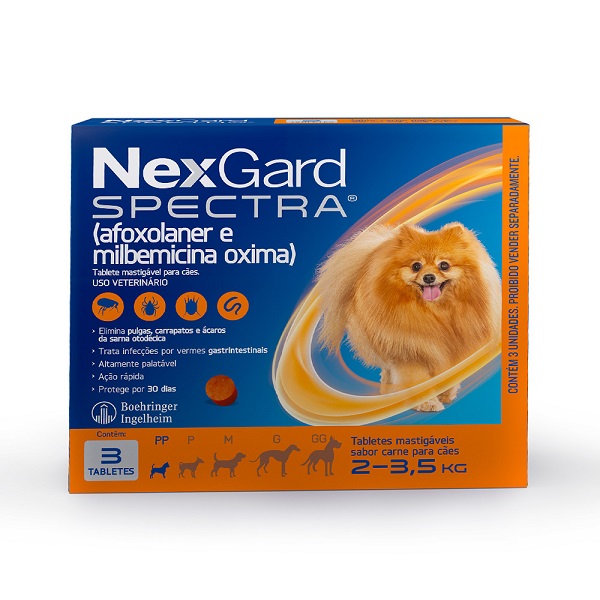 NEXGARD SPECTRA 3 TABLETES MASTIGAVEIS 2-3,5 KG