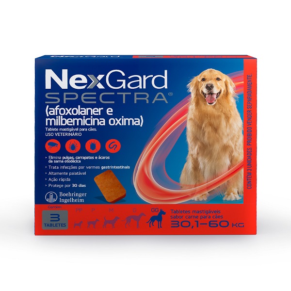 NEXGARD SPECTRA 3 TABLETES MASTIGAVEIS 30-60 KG