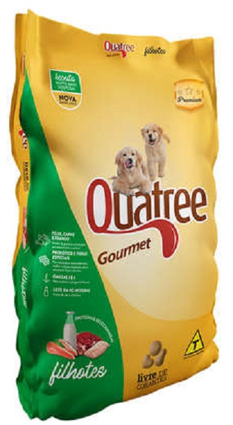 QUATREE GOURMET CÃES FILHOTES RAÇAS MEDIAS/GRANDES SEM CORANTES PEIXE/CARNE/FRANGO 1KG.