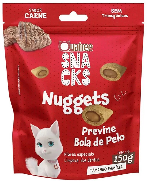 QUATREE SNACKS NUGGETS GATO BOLA DE PELO CARNE 150G