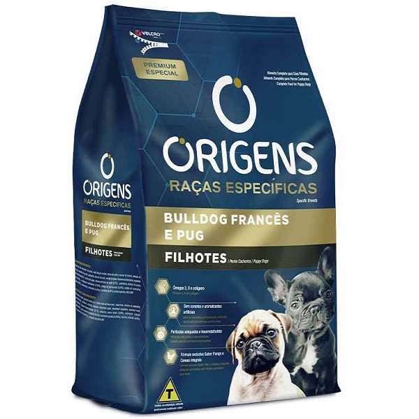 ORIGENS CÃES FILHOTES BULDOG E PUG 1KG