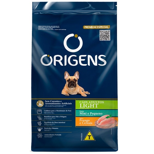 ORIGENS CÃES ADULTOS LIGHT MINI E PEQUENO FRANGO E CEREAIS 3KG