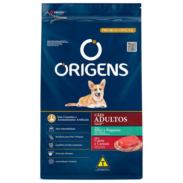 ORIGENS CÃES ADULTOS MINI E PEQUENO CARNE E CEREAIS 3KG