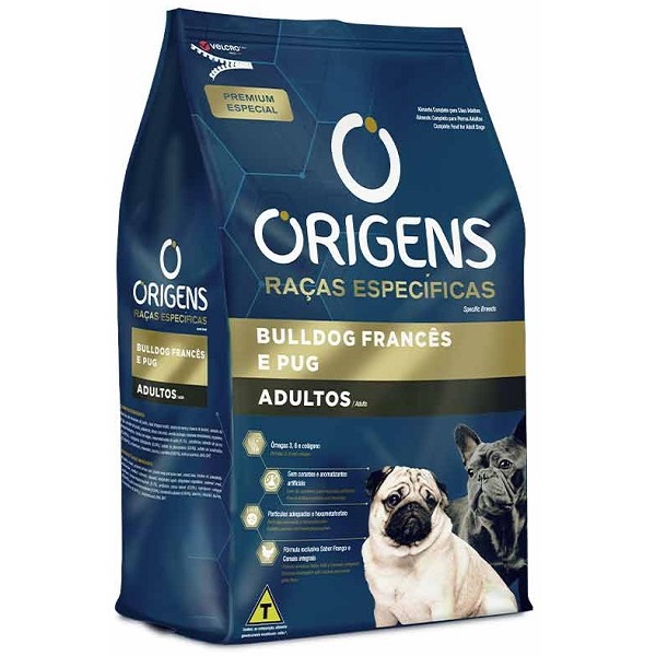 ORIGENS CÃES ADULTOS BULDOG FRANCES E PUG 1KG