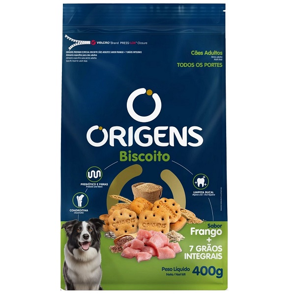 ORIGENS BISCOITO CAES ADULTOS FRANGO + 7 GRAOS INTEGRAIS 400G