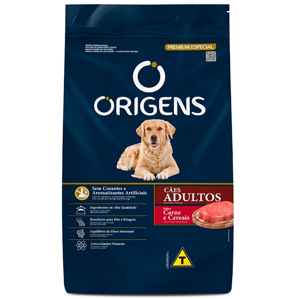 ORIGENS CÃES ADULTOS CARNE E CEREAIS 15KG