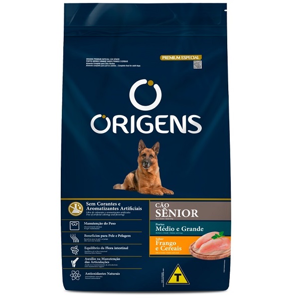 ORIGENS CÃES SENIOR MEDIO E GRANDE PORTE 15KG