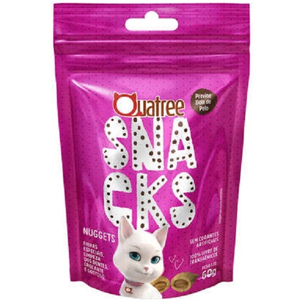 QUATREE SNACKS NUGGETS GATOS BOLA DE PELO FIBRAS ESPECIAIS 60G (***)