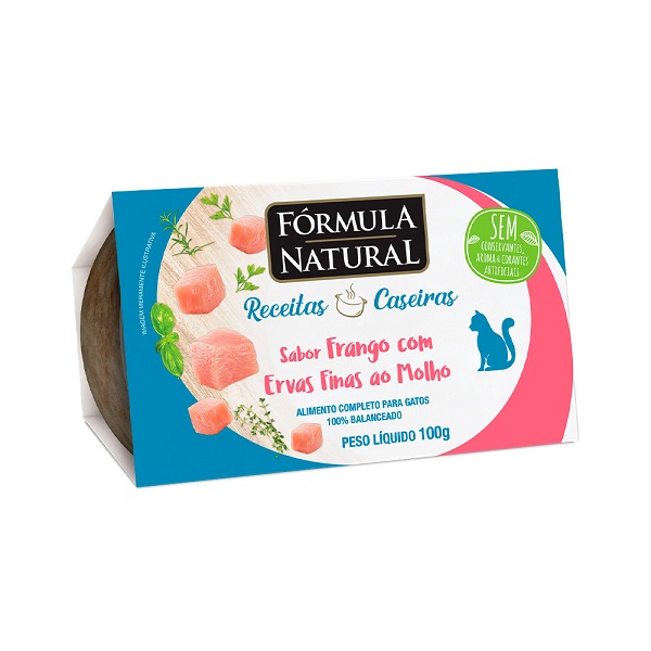 FORMULA NATURAL RECEITAS CASEIRAS GATOS ADULTOS FRANGO COM ERVAS FINAS AO MOLHO 100G