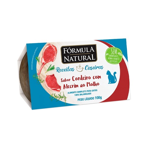 FORMULA NATURAL RECEITAS CASEIRAS GATOS ADULTOS CORDEIRO COM ALECRIM AO MOLHO 100G