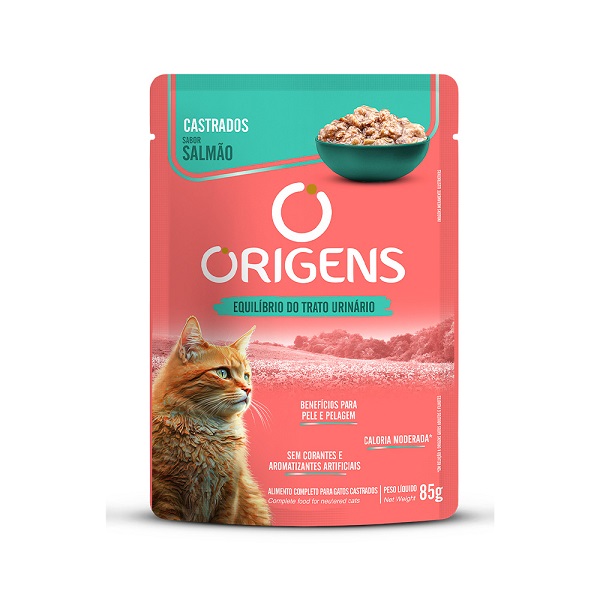 RAÇÃO ÚMIDA ORIGENS SACHE GATO CASTRADO SALMAO 85G