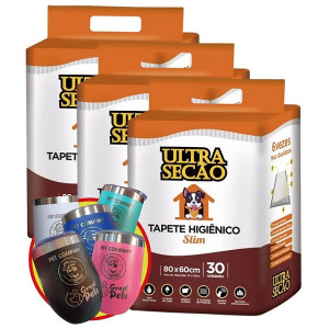 COMBO C/ 3 TAPETE HIGIENICO ULTRA SECAO BRANCO C/ 30 UNIDADES 80CM X 60CM GRÁTIS COPO TÉRMICO.